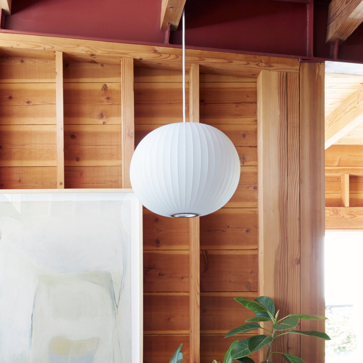Nelson Bubble Pendant Lamp | Mulberry Silk & Steel | White