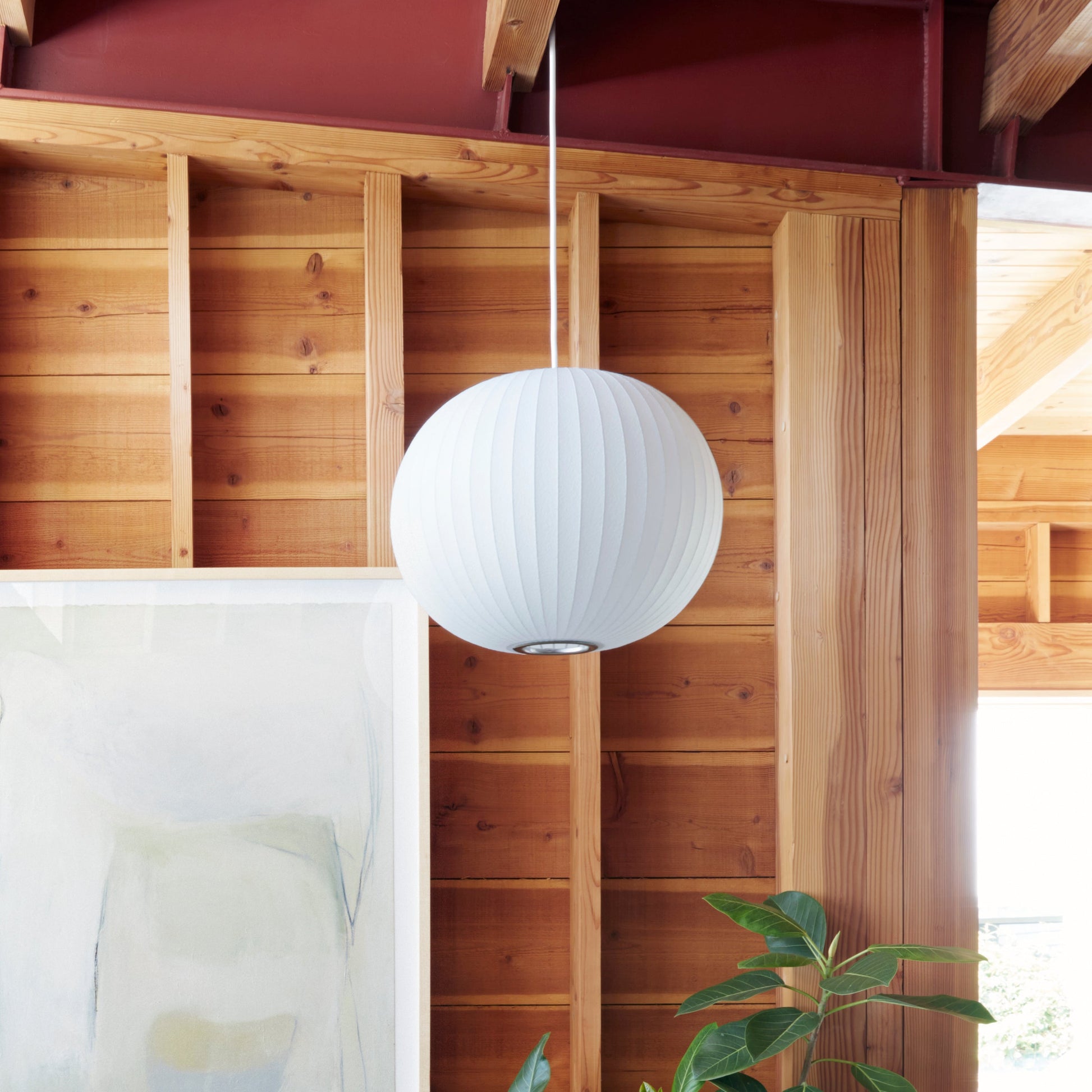 Nelson Bubble Pendant Lamp | Mulberry Silk & Steel | White