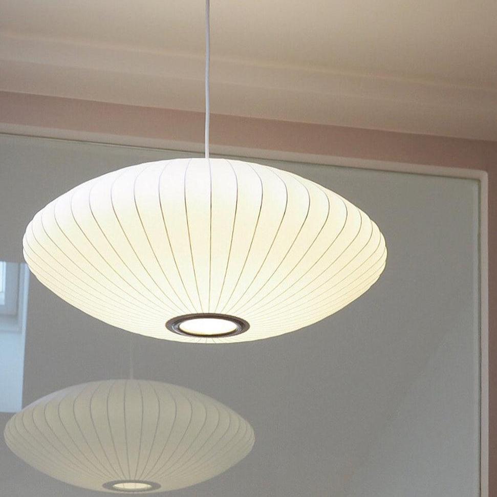 Nelson Bubble Pendant Lamp | Mulberry Silk & Steel | White
