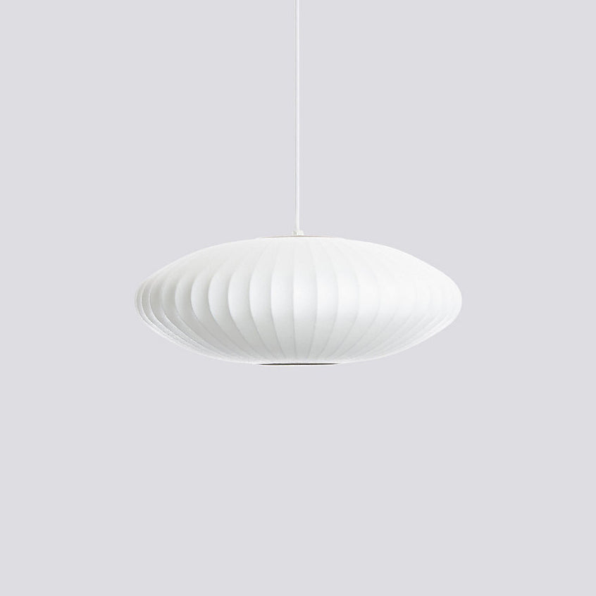 Nelson Bubble Pendant Lamp | Mulberry Silk & Steel | White