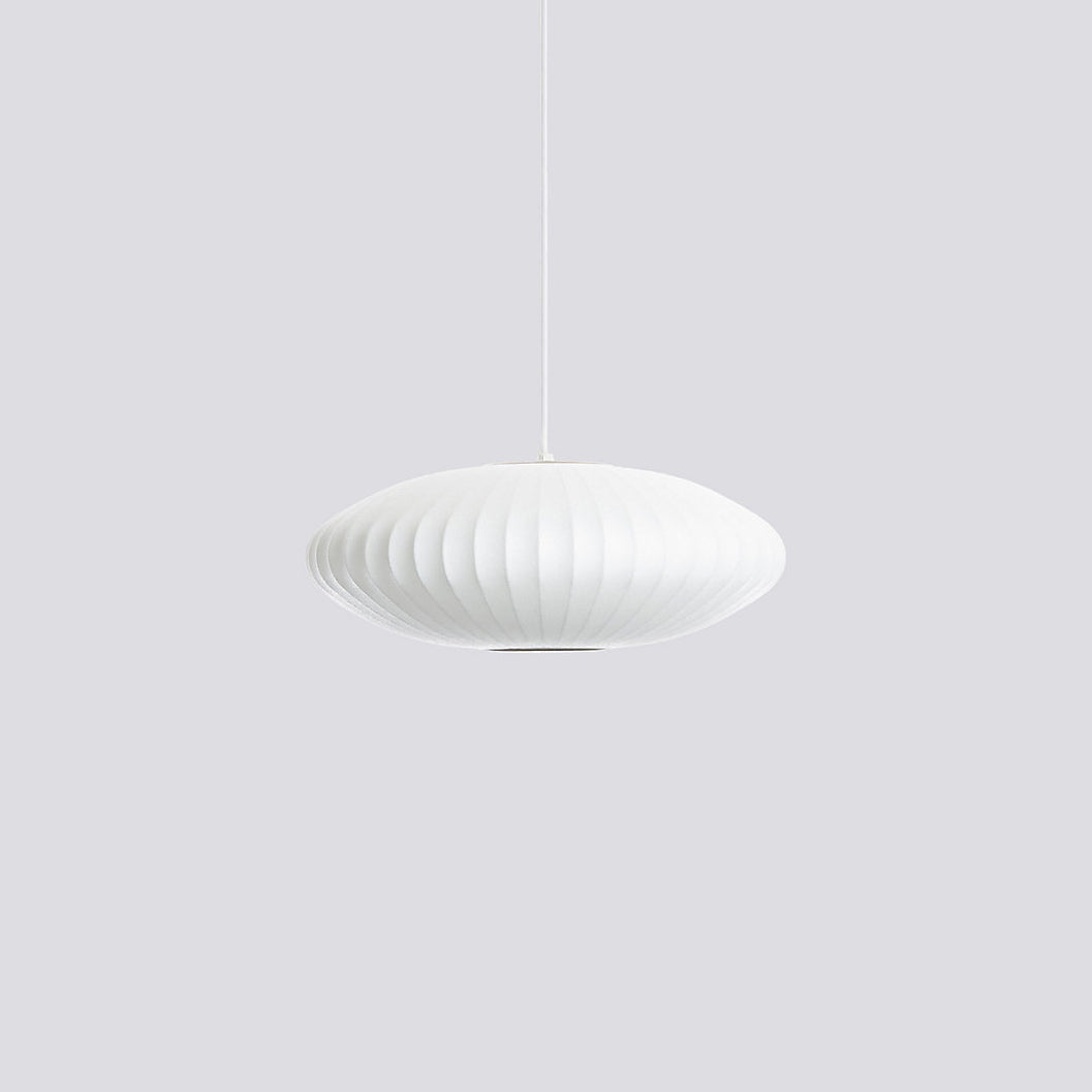 Nelson Bubble Pendant Lamp | Mulberry Silk & Steel | White