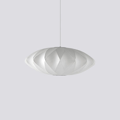Nelson Bubble Pendant Lamp | Mulberry Silk & Steel | White