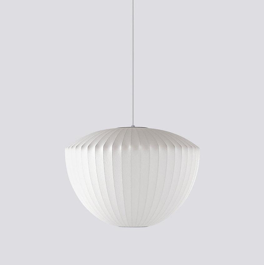 Nelson Bubble Pendant Lamp | Mulberry Silk & Steel | White