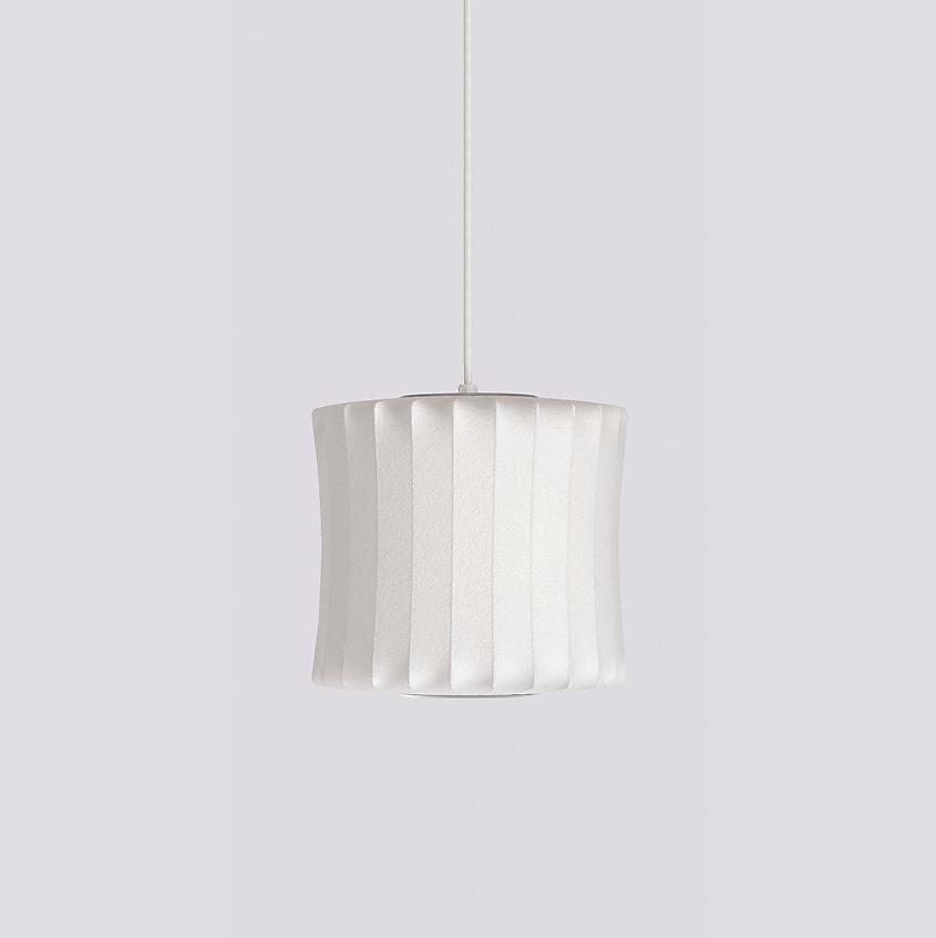 Nelson Bubble Pendant Lamp | Mulberry Silk & Steel | White