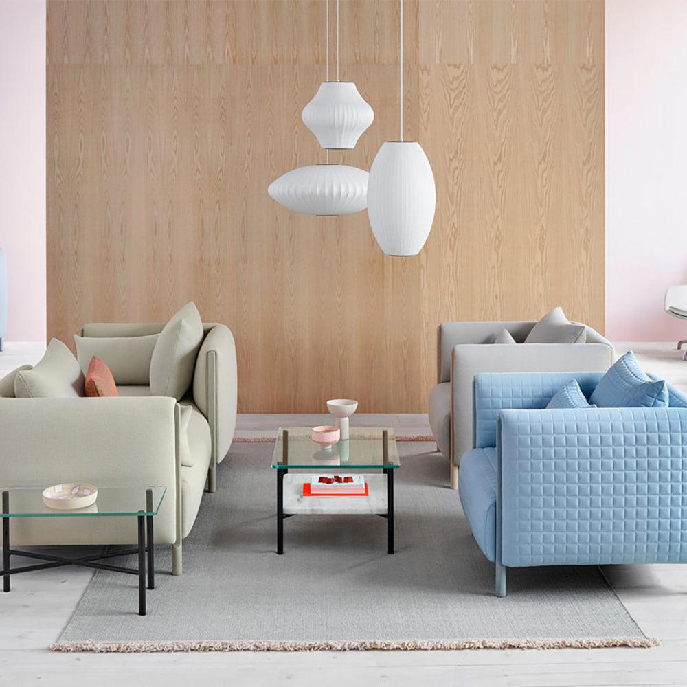 Nelson Bubble Pendant Lamp | Mulberry Silk & Steel | White