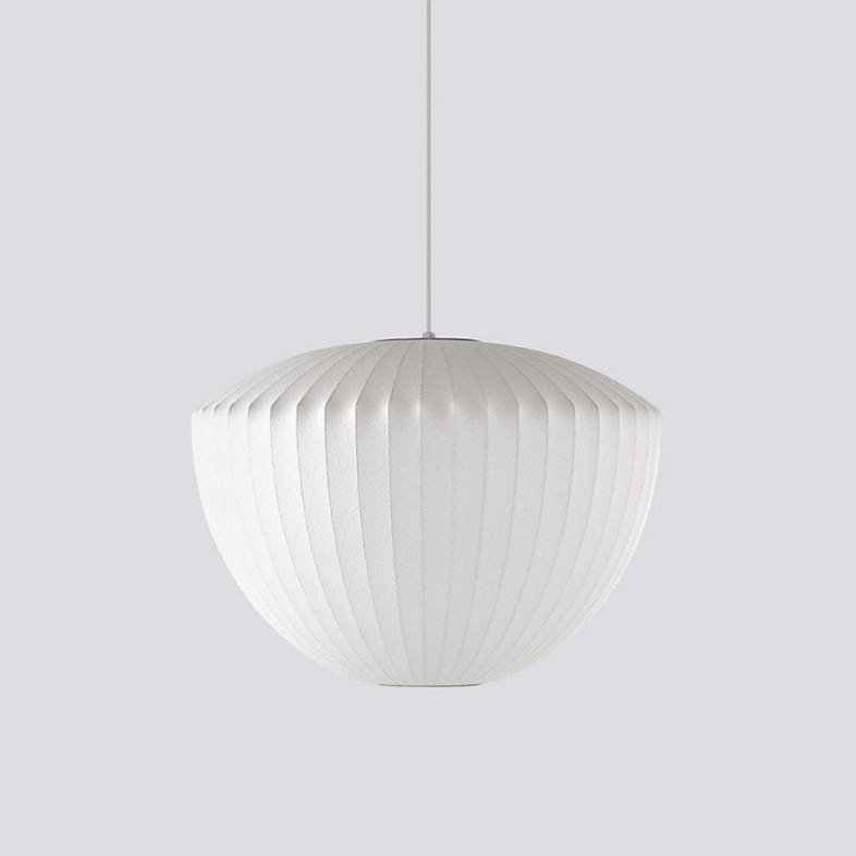 Nelson Bubble Pendant Lamp | Mulberry Silk & Steel | White
