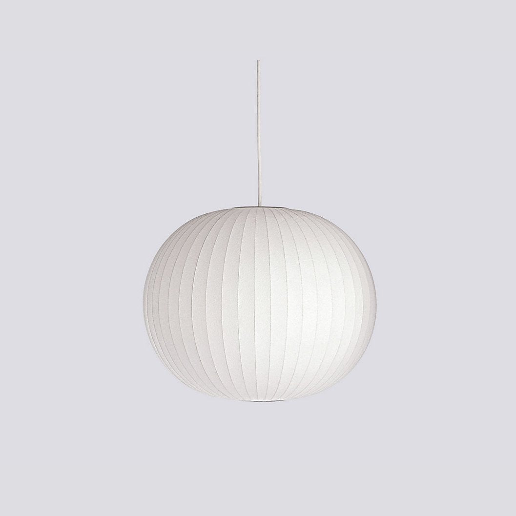 Nelson Bubble Pendant Lamp | Mulberry Silk & Steel | White