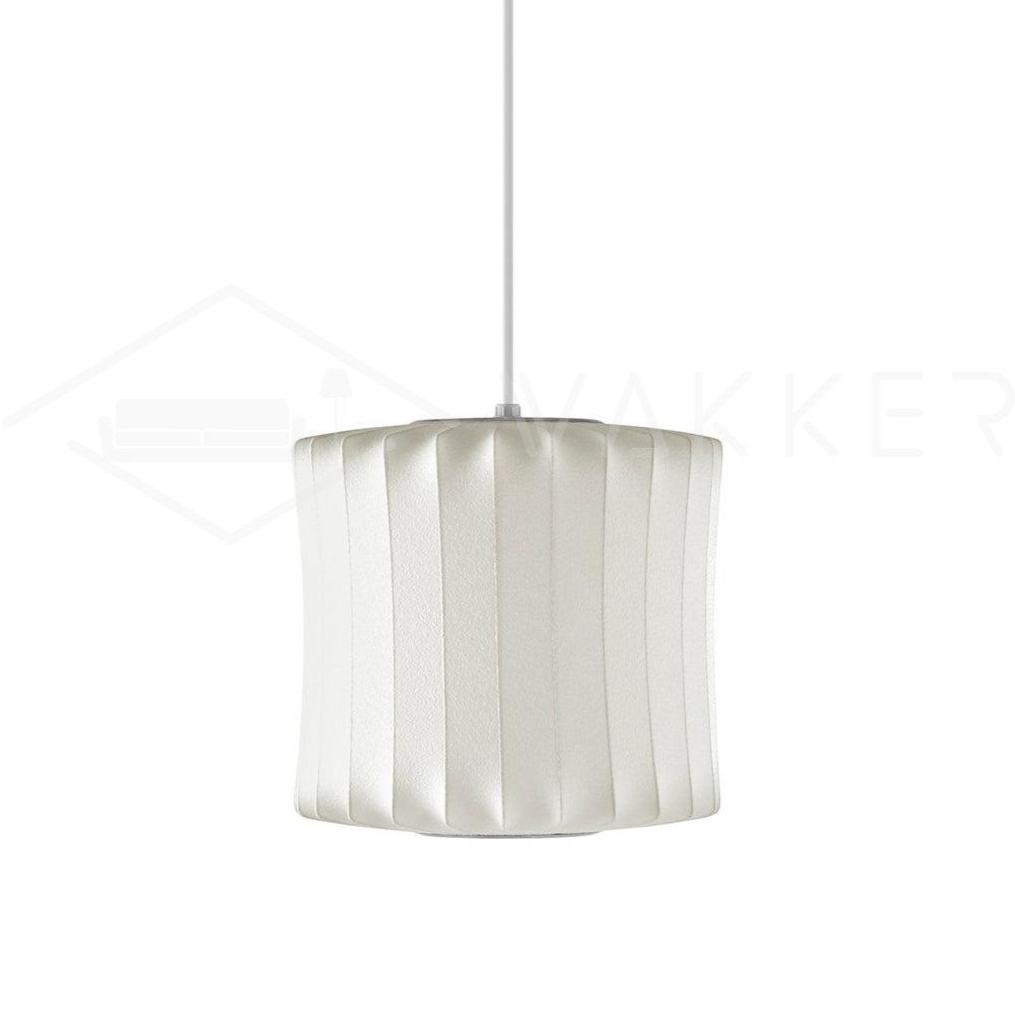 Nelson Bubble Pendant Lamp | Mulberry Silk & Steel | White