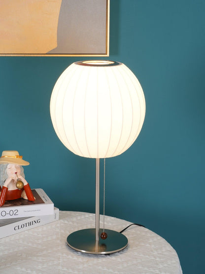 Nelson Table Lamp | Chrome Steel Base & White Shade | Vintage Design