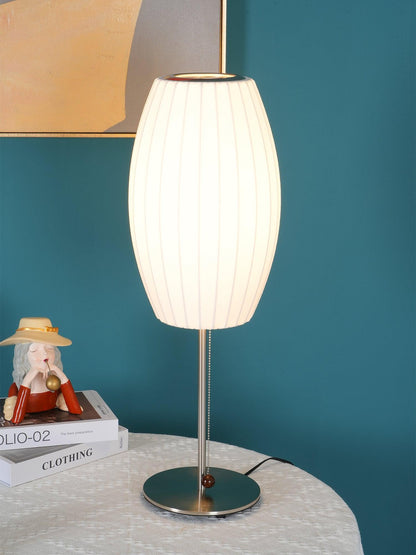 Nelson Table Lamp | Chrome Steel Base & White Shade | Vintage Design