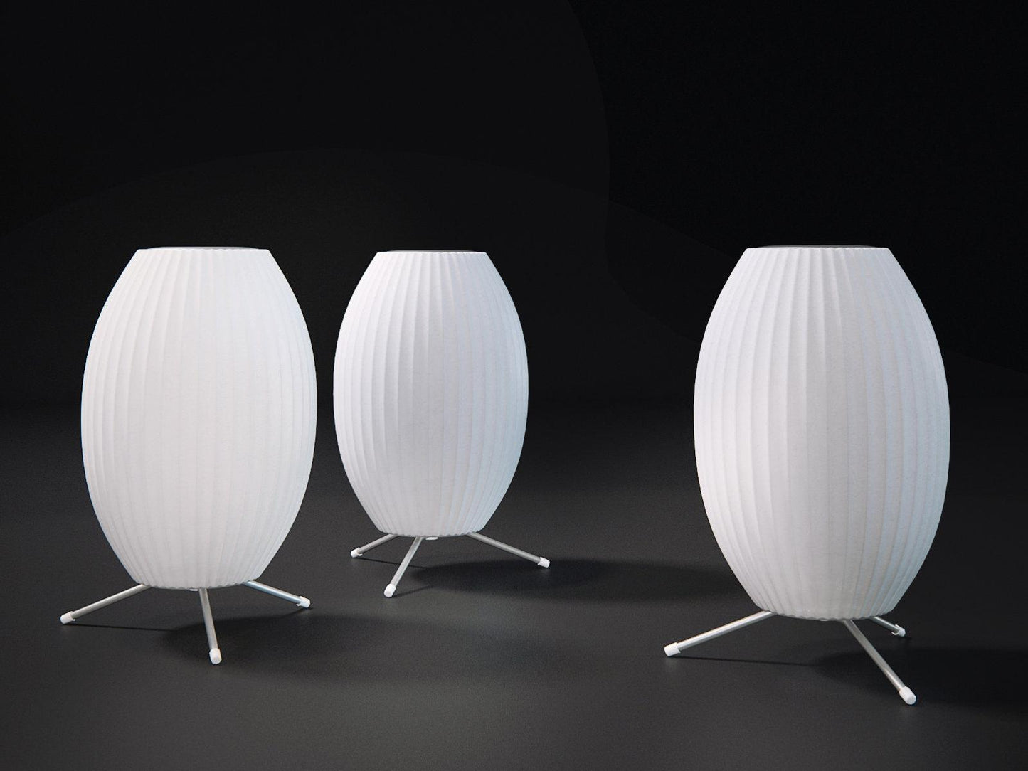 Nelson Tripod Table Lamp | Chrome & White | 4 Sizes Available
