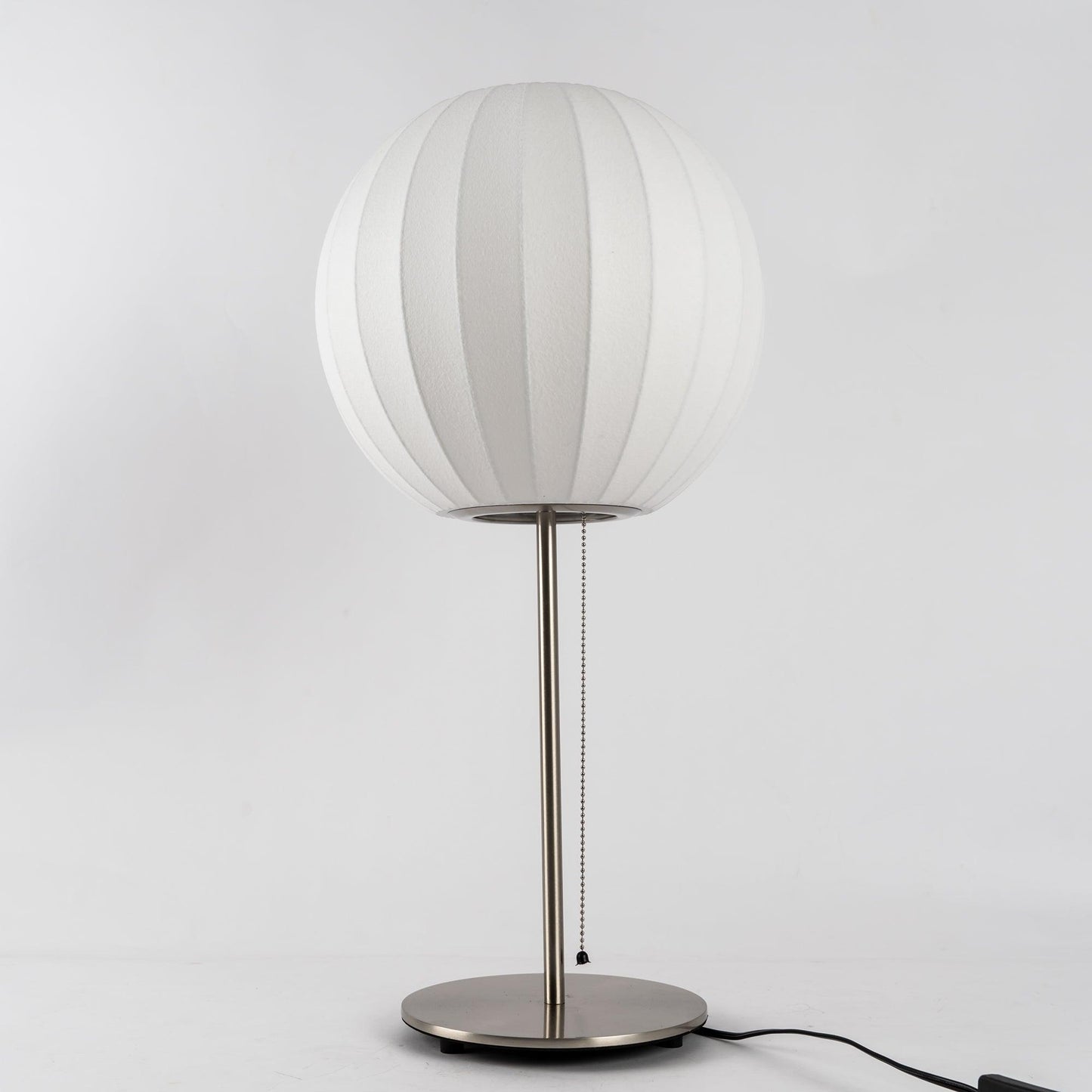 Nelson Table Lamp | Chrome Steel Base & White Shade | Vintage Design