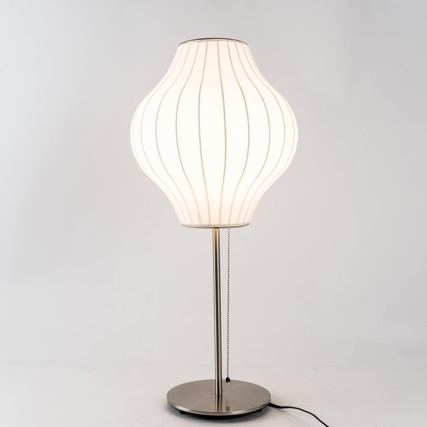 Nelson Table Lamp | Chrome Steel Base & White Shade | Vintage Design