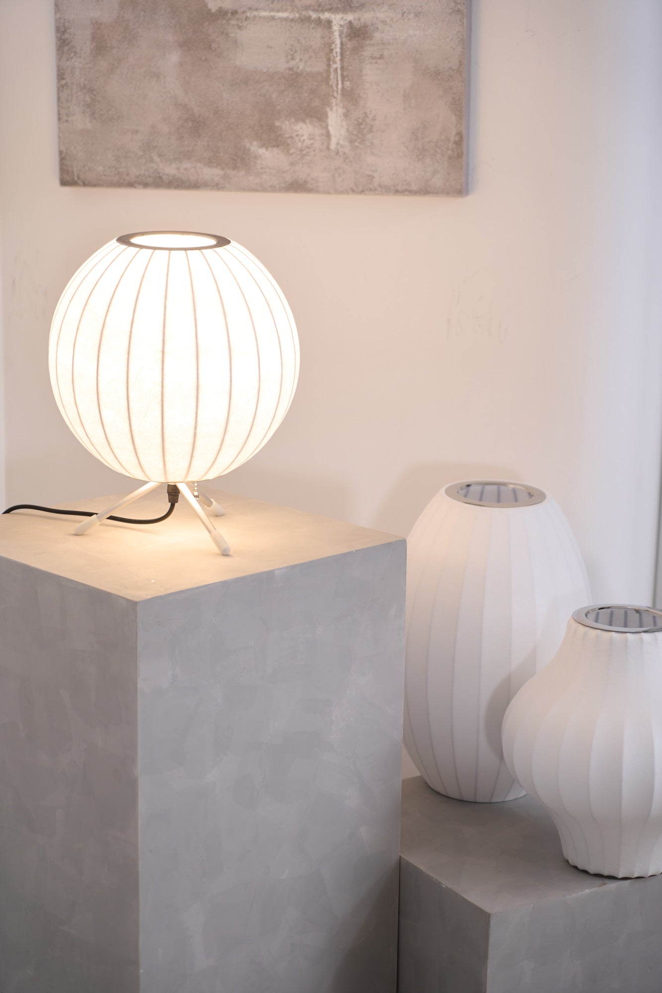 Nelson Tripod Table Lamp | Chrome & White | 4 Sizes Available