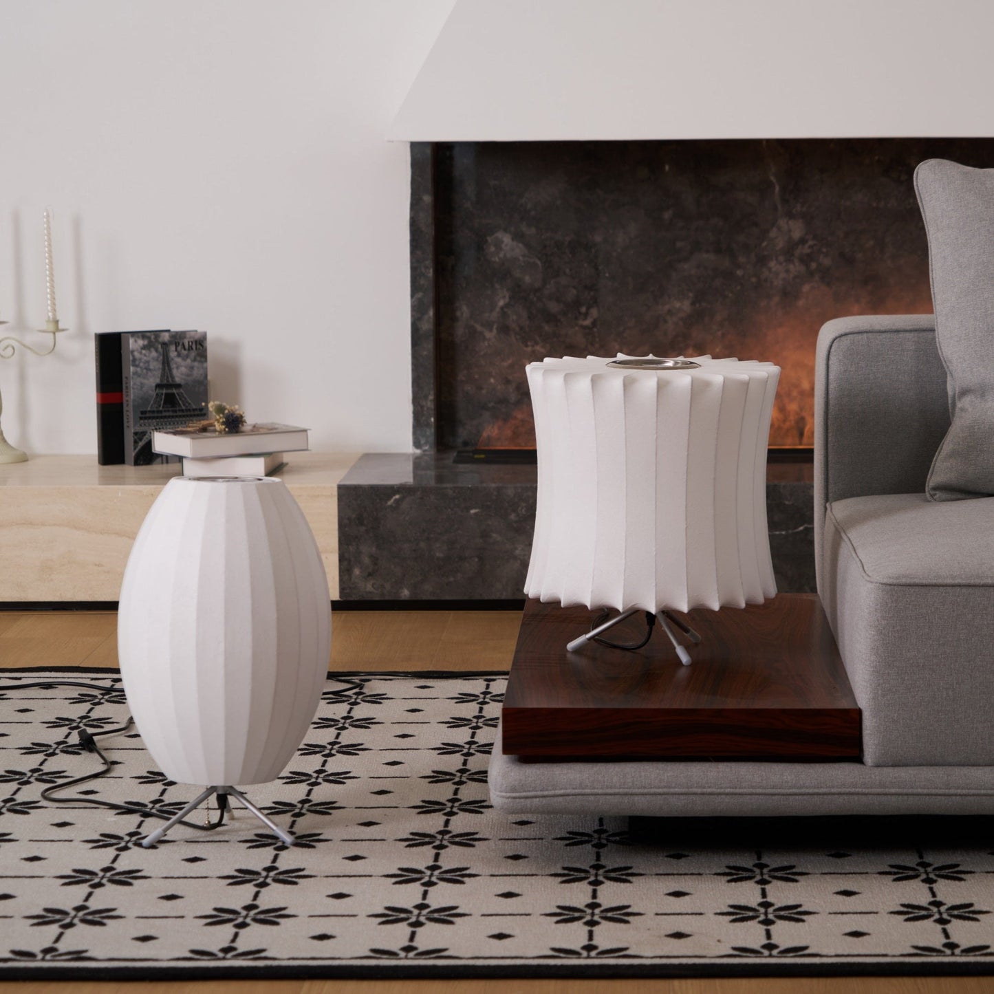 Nelson Tripod Table Lamp | Chrome & White | 4 Sizes Available