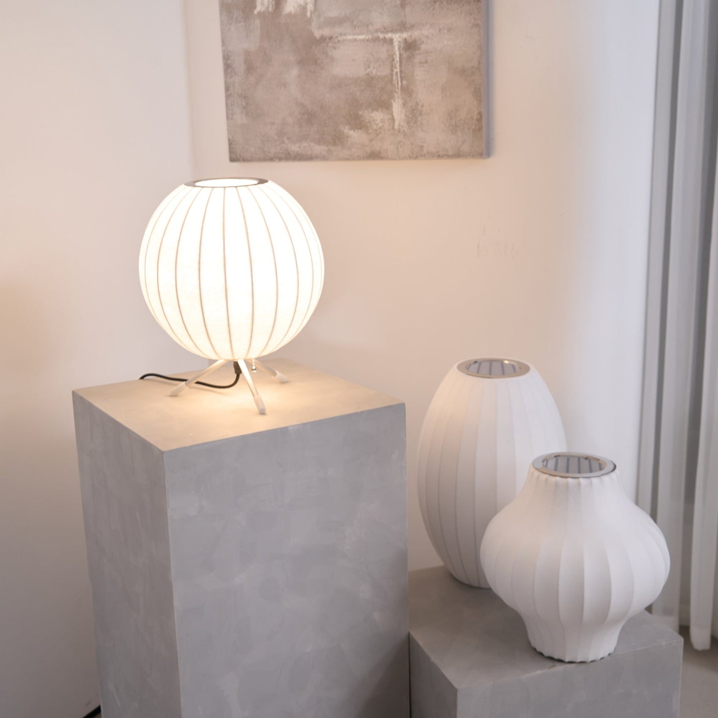 Nelson Tripod Table Lamp | Chrome & White | 4 Sizes Available