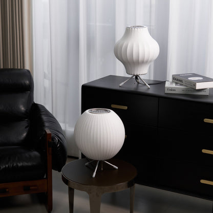 Nelson Tripod Table Lamp | Chrome & White | 4 Sizes Available