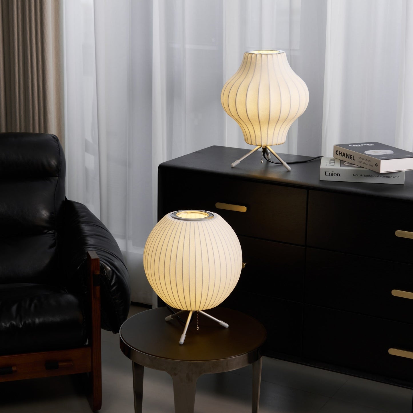 Nelson Tripod Table Lamp | Chrome & White | 4 Sizes Available