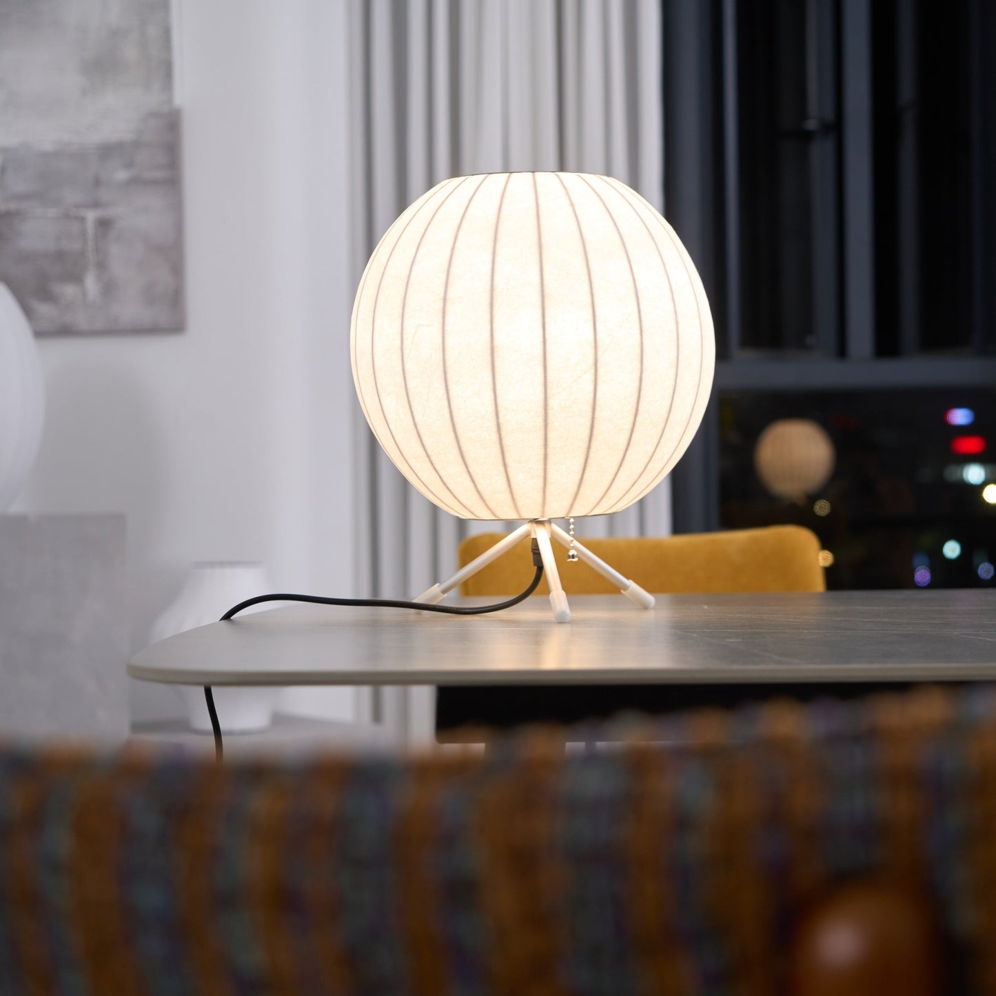 Nelson Tripod Table Lamp | Chrome & White | 4 Sizes Available
