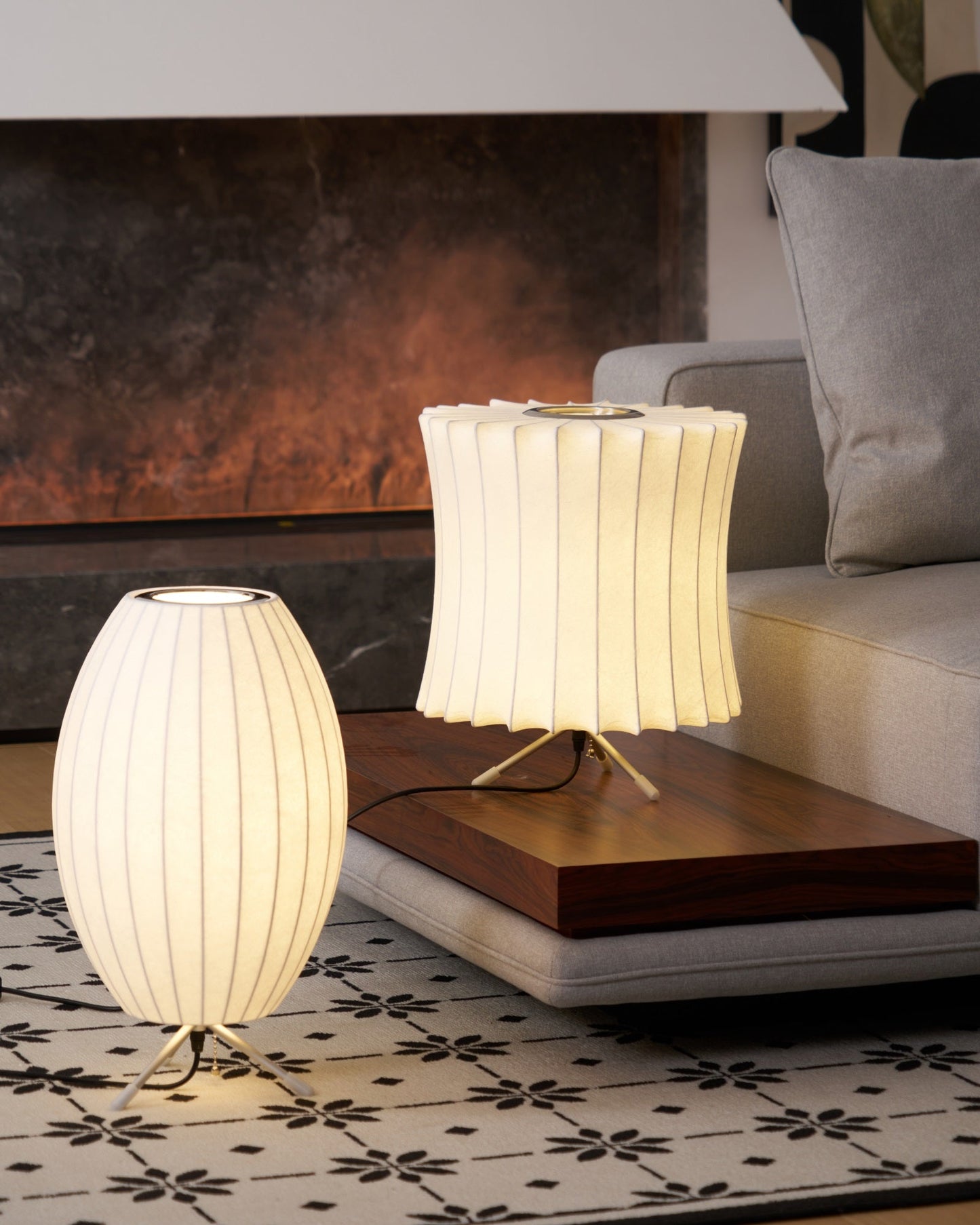 Nelson Tripod Table Lamp | Chrome & White | 4 Sizes Available