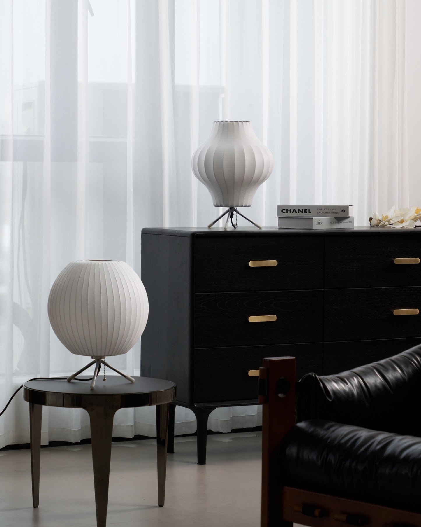 Nelson Tripod Table Lamp | Chrome & White | 4 Sizes Available
