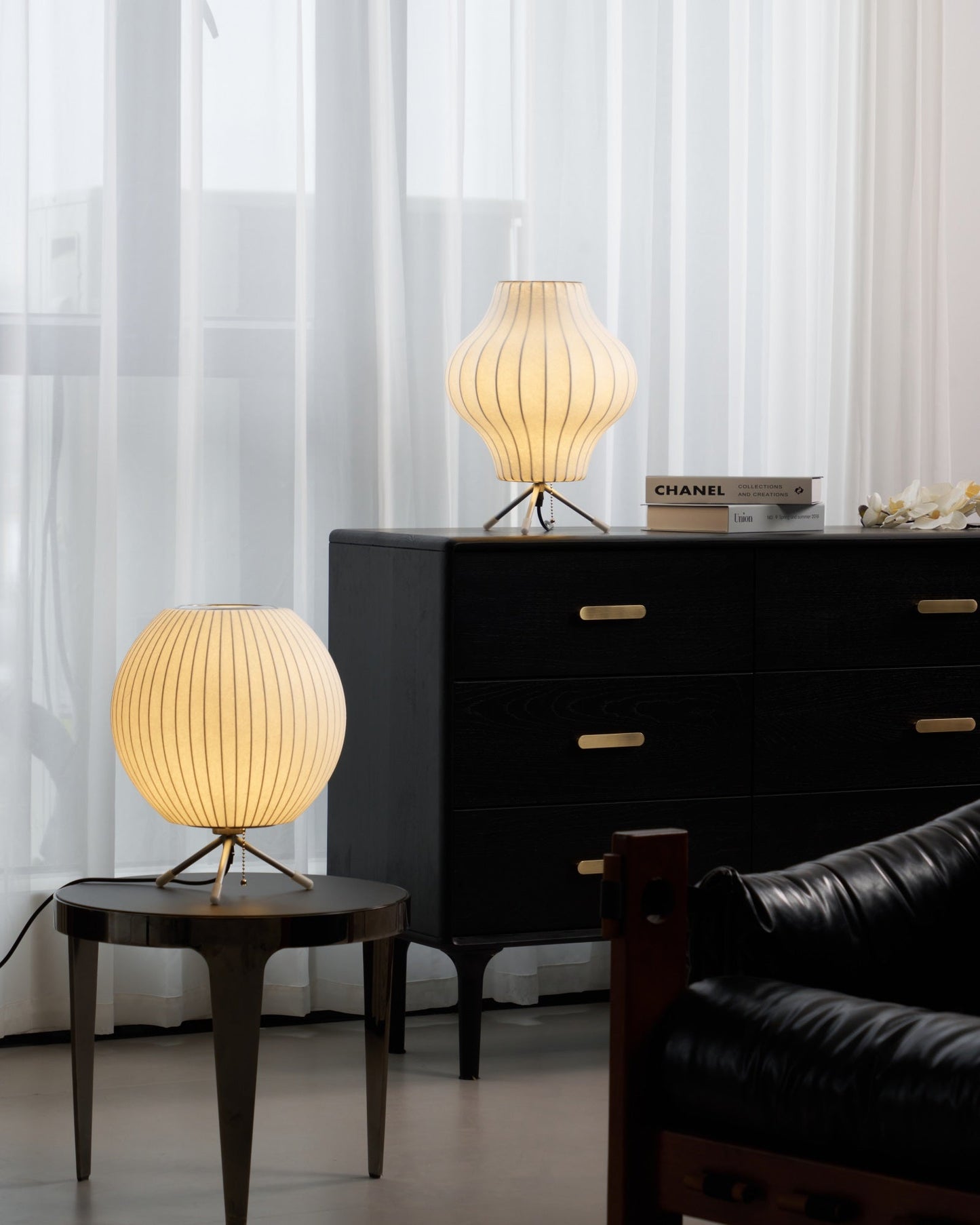 Nelson Tripod Table Lamp | Chrome & White | 4 Sizes Available