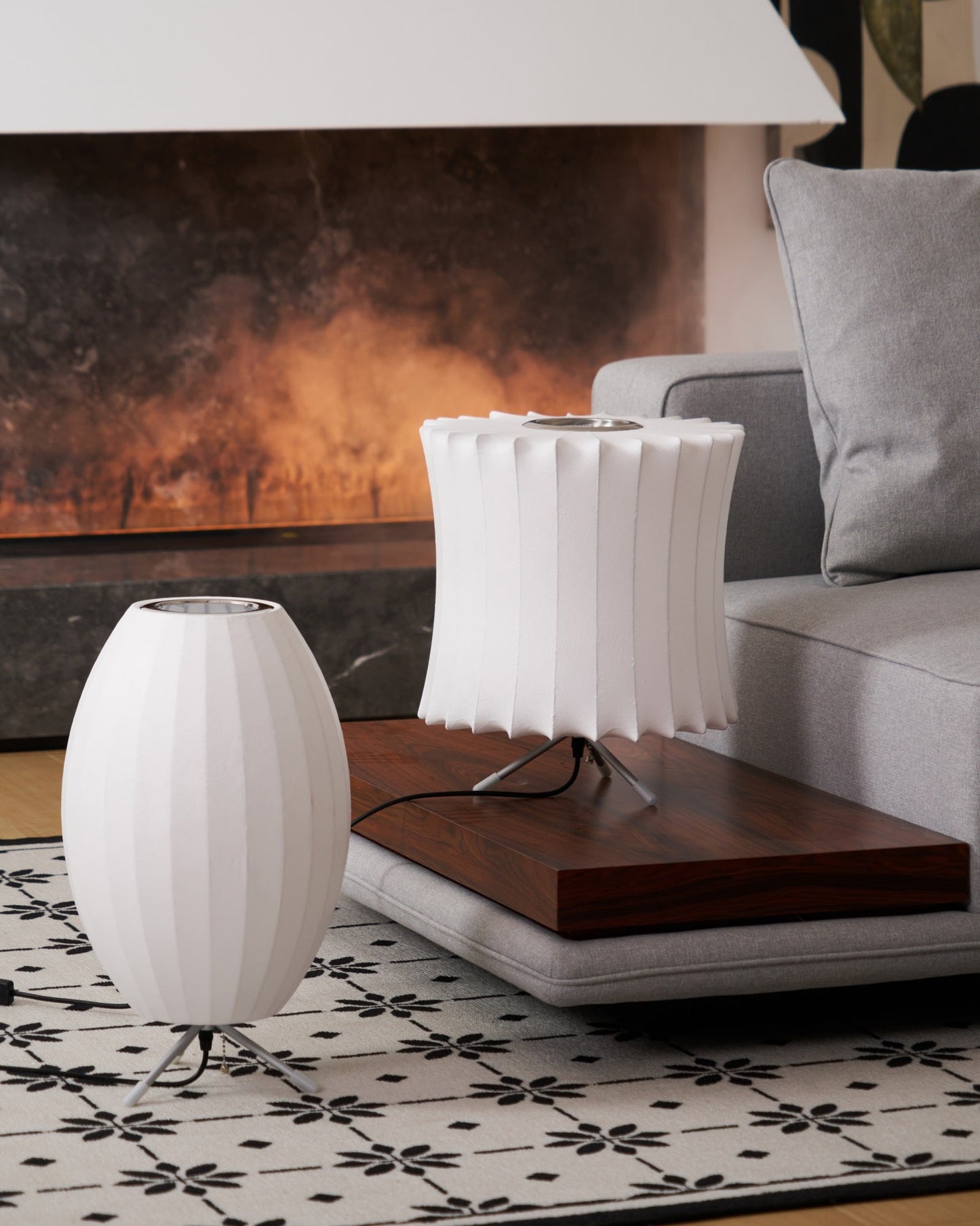 Nelson Tripod Table Lamp | Chrome & White | 4 Sizes Available