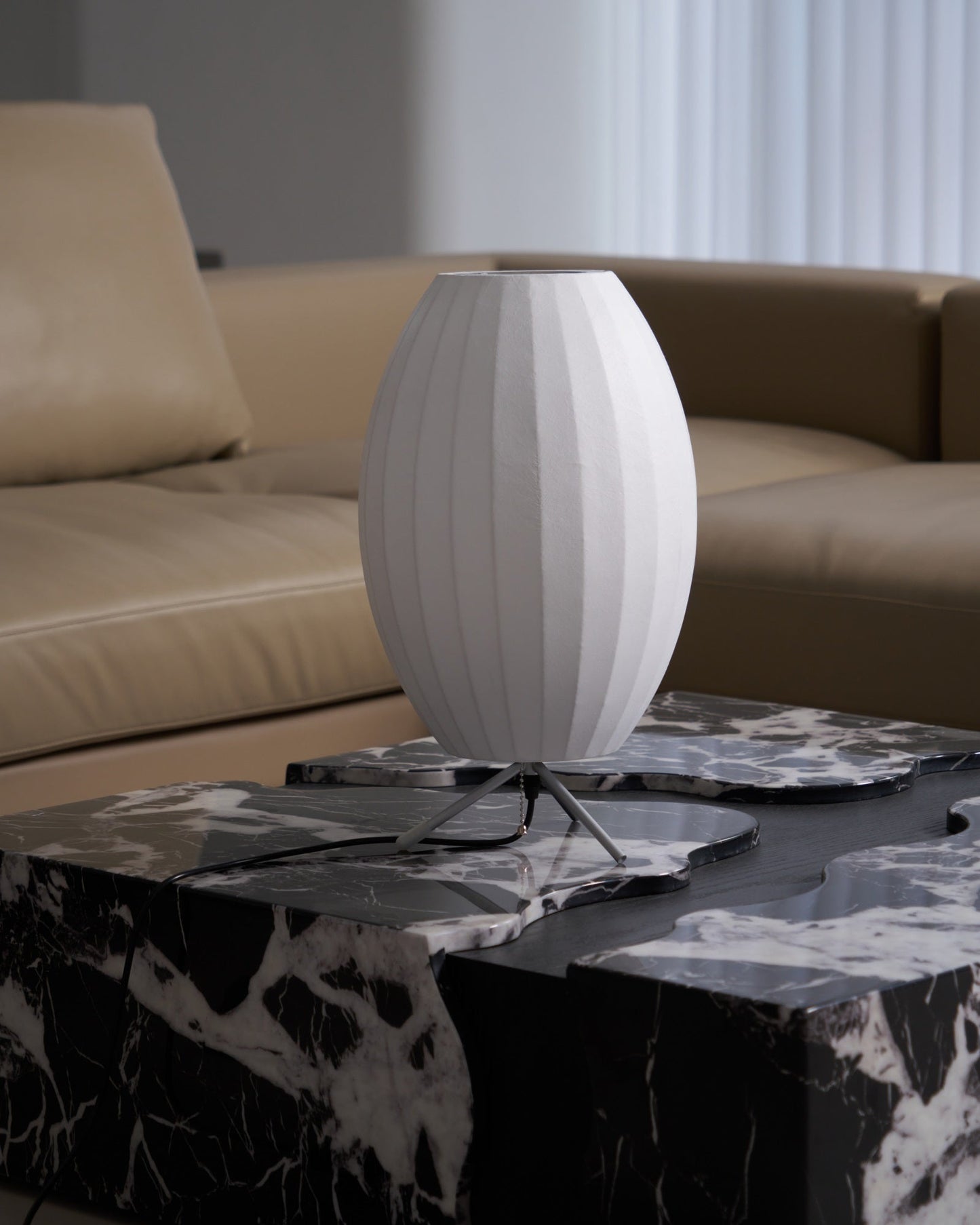 Nelson Tripod Table Lamp | Chrome & White | 4 Sizes Available