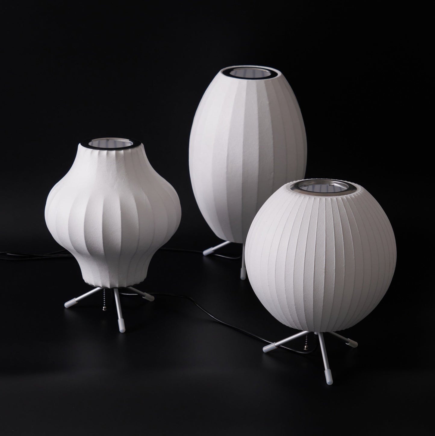 Nelson Tripod Table Lamp | Chrome & White | 4 Sizes Available