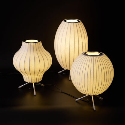 Nelson Tripod Table Lamp | Chrome & White | 4 Sizes Available