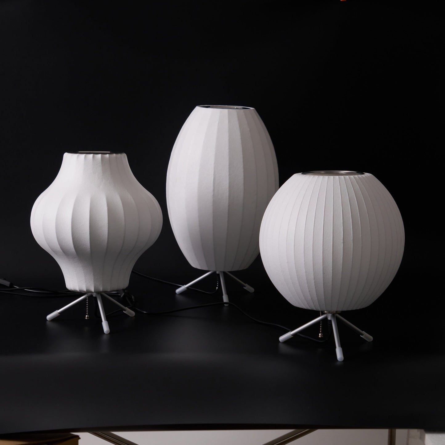 Nelson Tripod Table Lamp | Chrome & White | 4 Sizes Available
