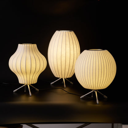 Nelson Tripod Table Lamp | Chrome & White | 4 Sizes Available
