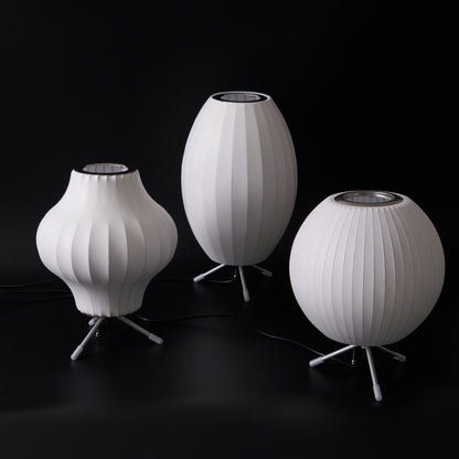 Nelson Tripod Table Lamp | Chrome & White | 4 Sizes Available