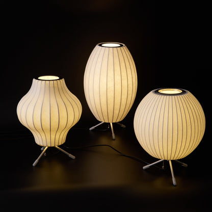 Nelson Tripod Table Lamp | Chrome & White | 4 Sizes Available