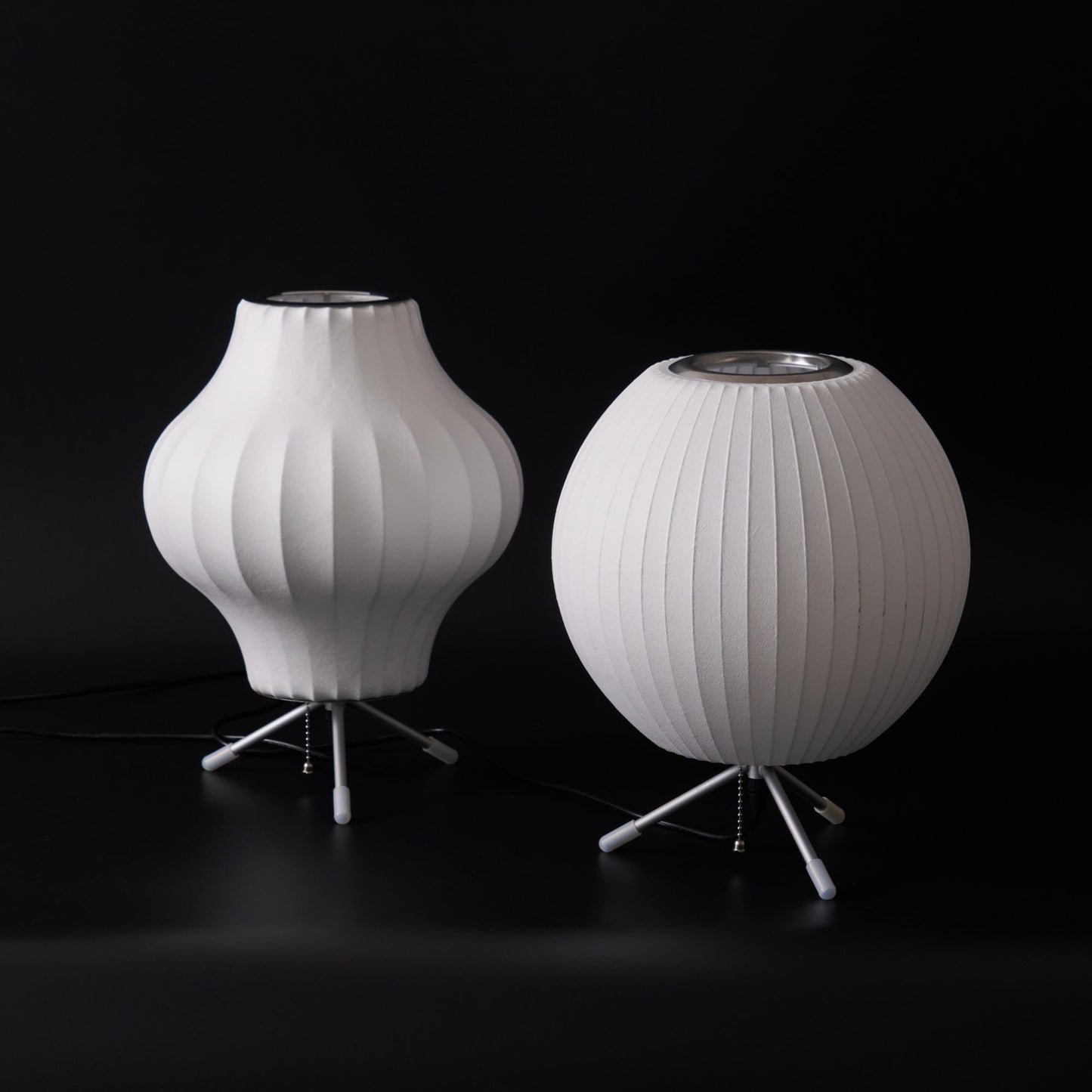 Nelson Tripod Table Lamp | Chrome & White | 4 Sizes Available