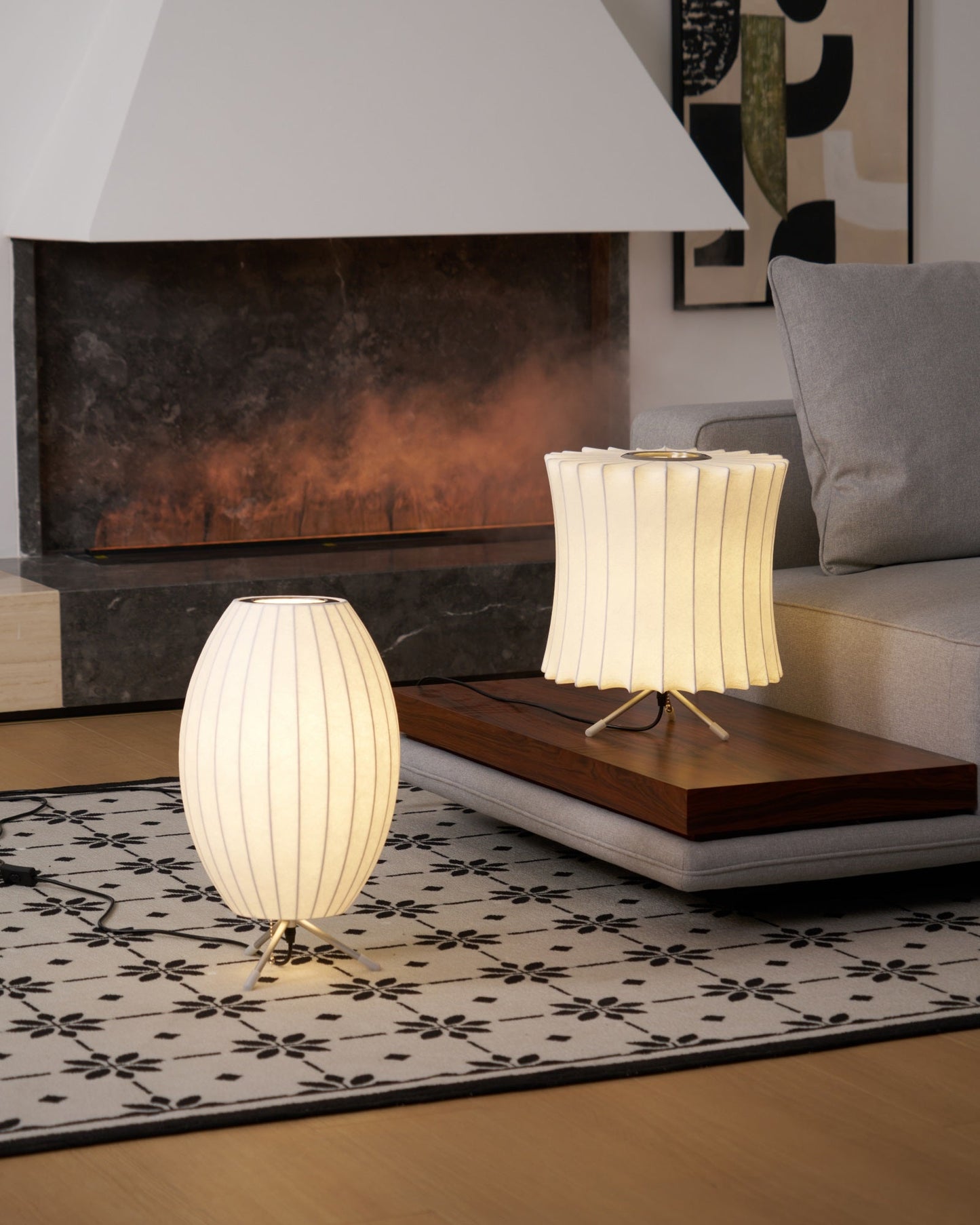 Nelson Tripod Table Lamp | Chrome & White | 4 Sizes Available