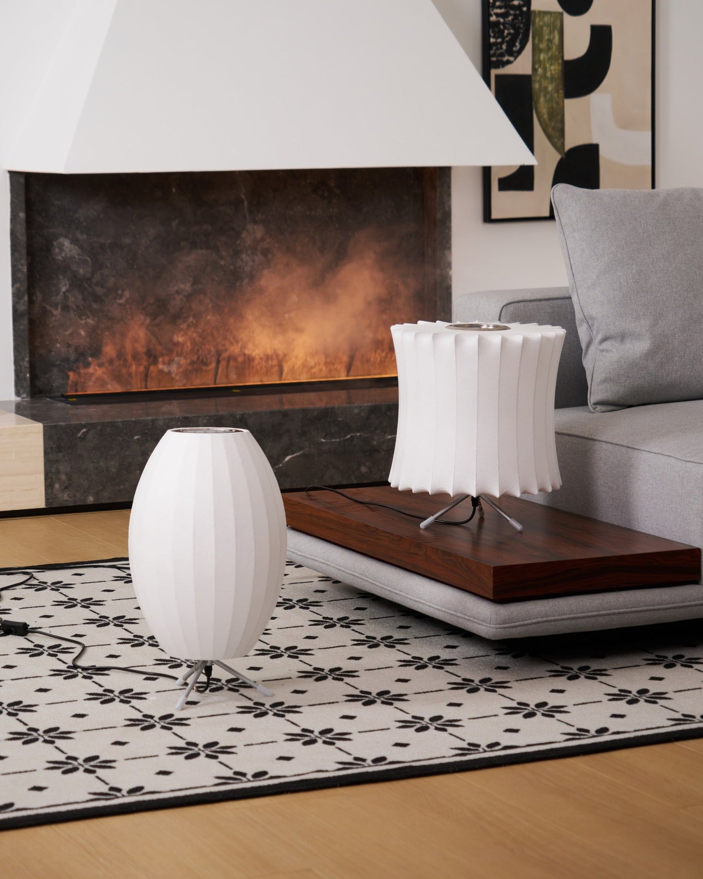 Nelson Tripod Table Lamp | Chrome & White | 4 Sizes Available
