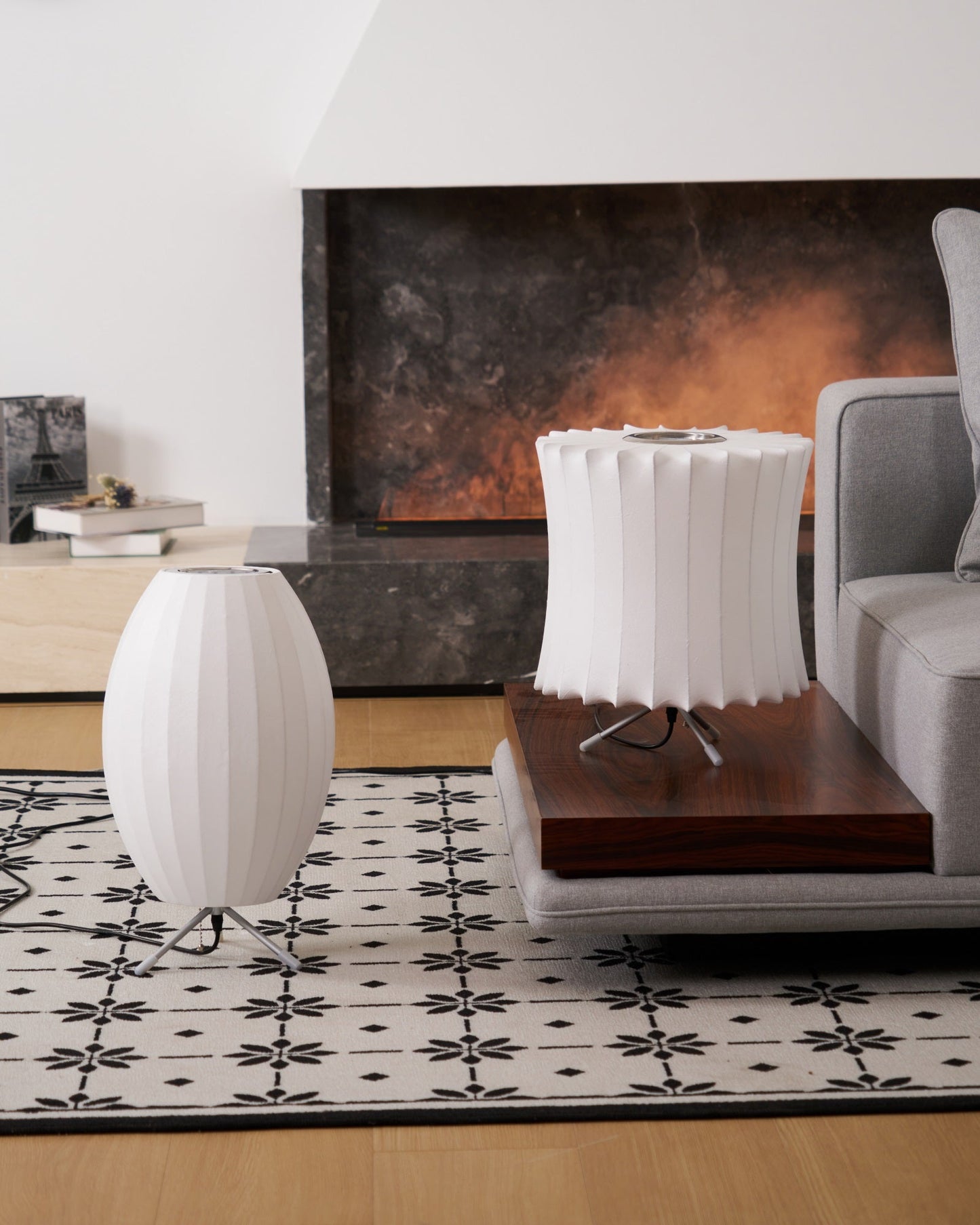 Nelson Tripod Table Lamp | Chrome & White | 4 Sizes Available