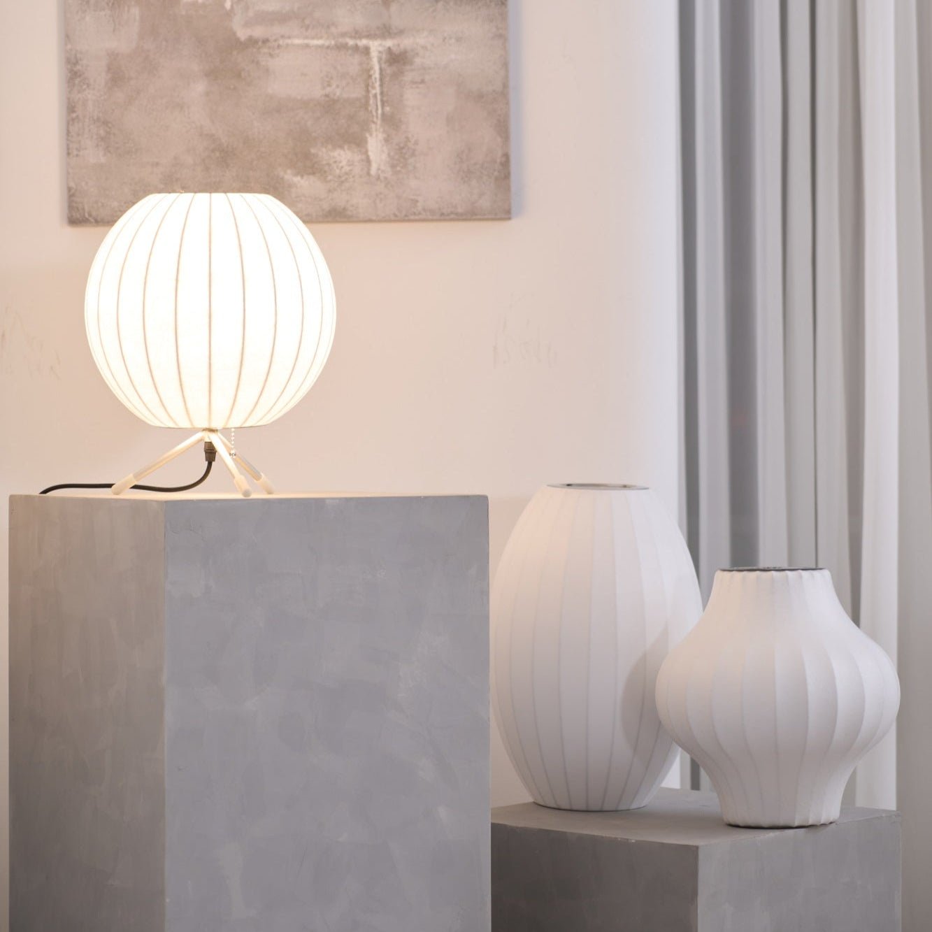 Nelson Tripod Table Lamp | Chrome & White | 4 Sizes Available