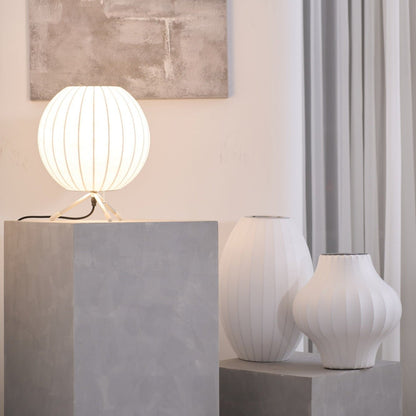 Nelson Tripod Table Lamp | Chrome & White | 4 Sizes Available
