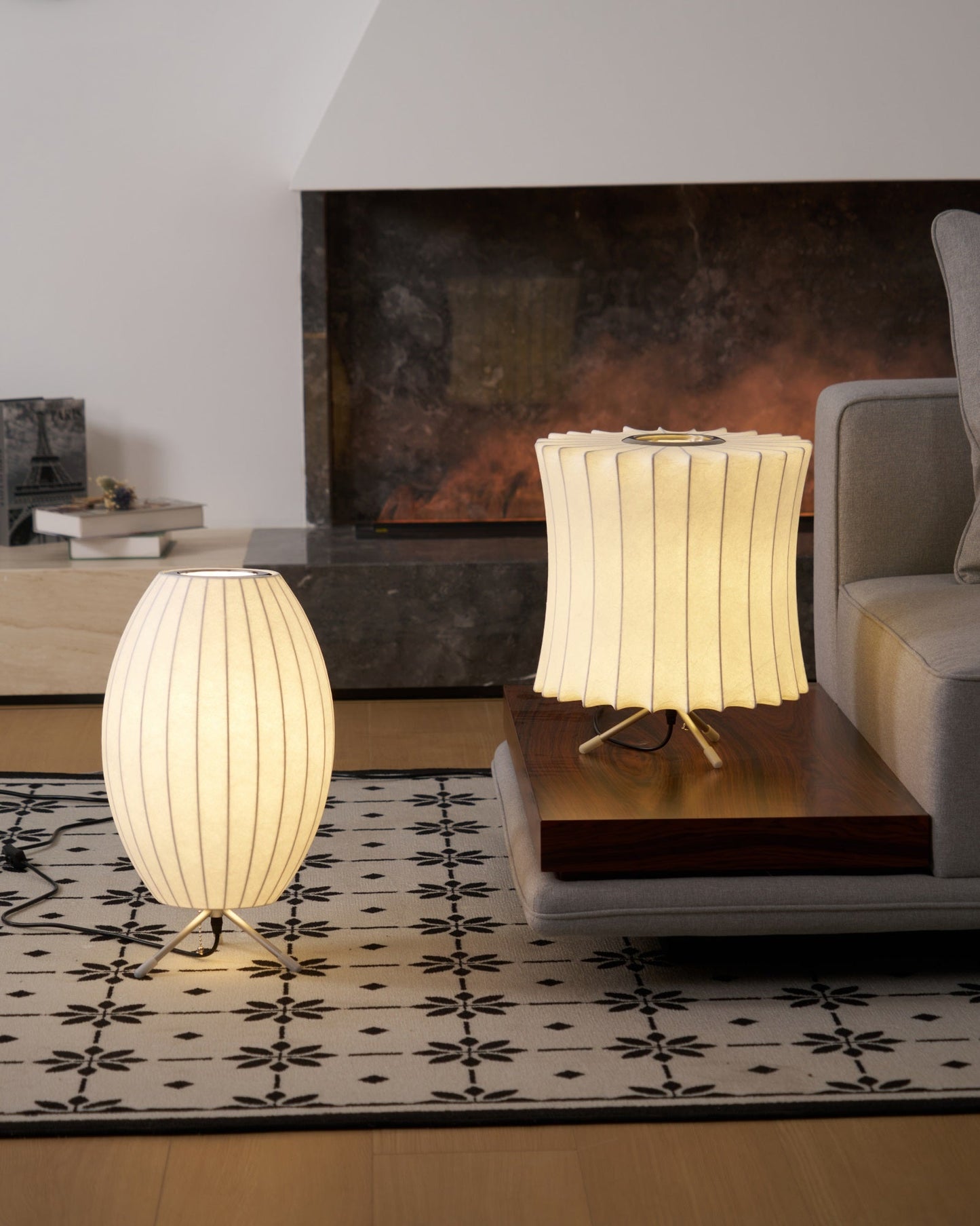 Nelson Tripod Table Lamp | Chrome & White | 4 Sizes Available