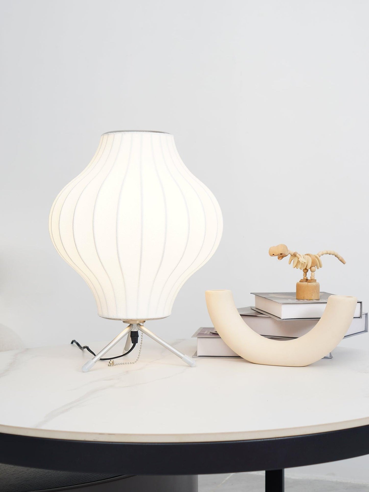 Nelson Tripod Table Lamp | Chrome & White | 4 Sizes Available