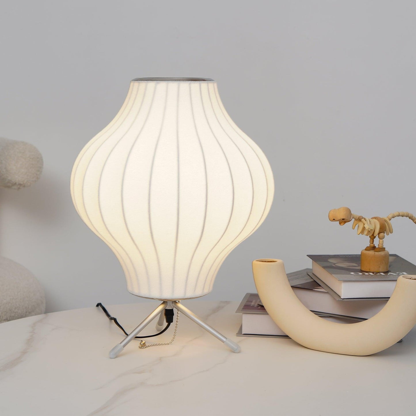 Nelson Tripod Table Lamp | Chrome & White | 4 Sizes Available