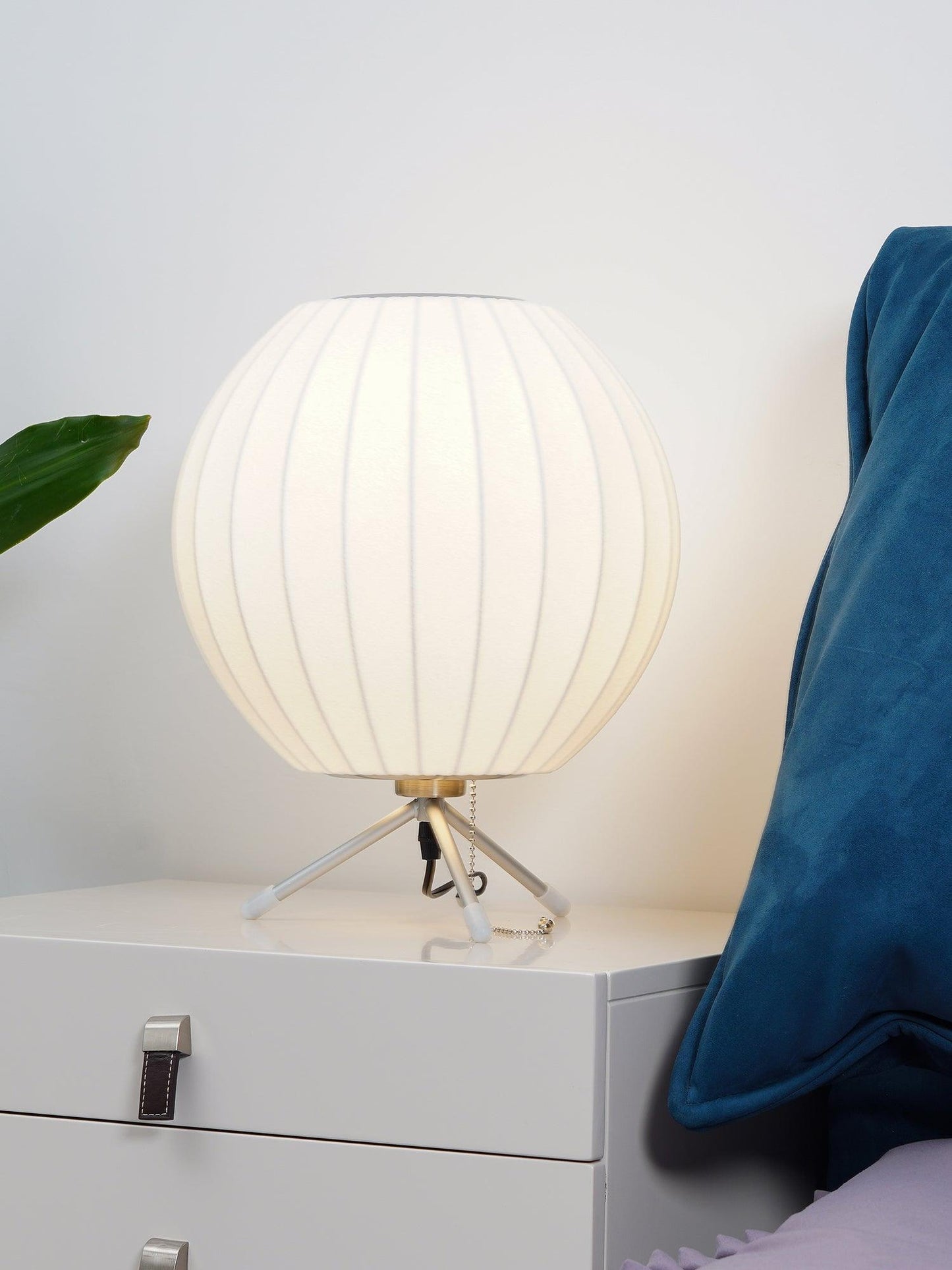 Nelson Tripod Table Lamp | Chrome & White | 4 Sizes Available