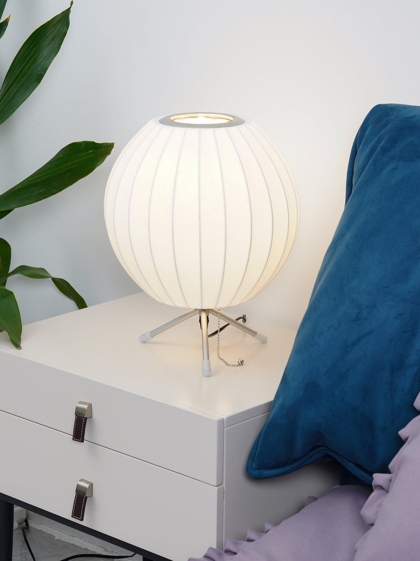 Nelson Tripod Table Lamp | Chrome & White | 4 Sizes Available