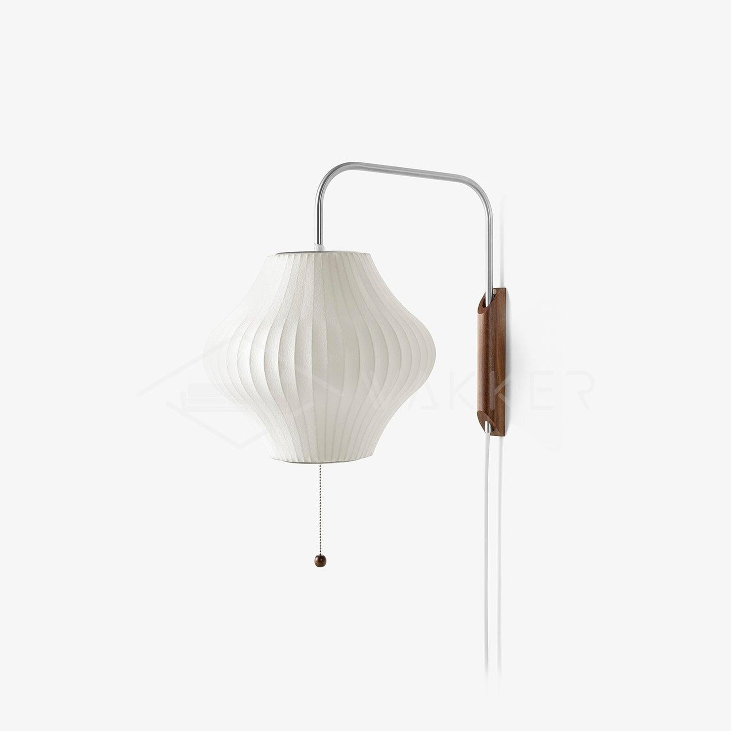 Nelson Wall Sconce | White Polymer & Walnut | Midcentury Design