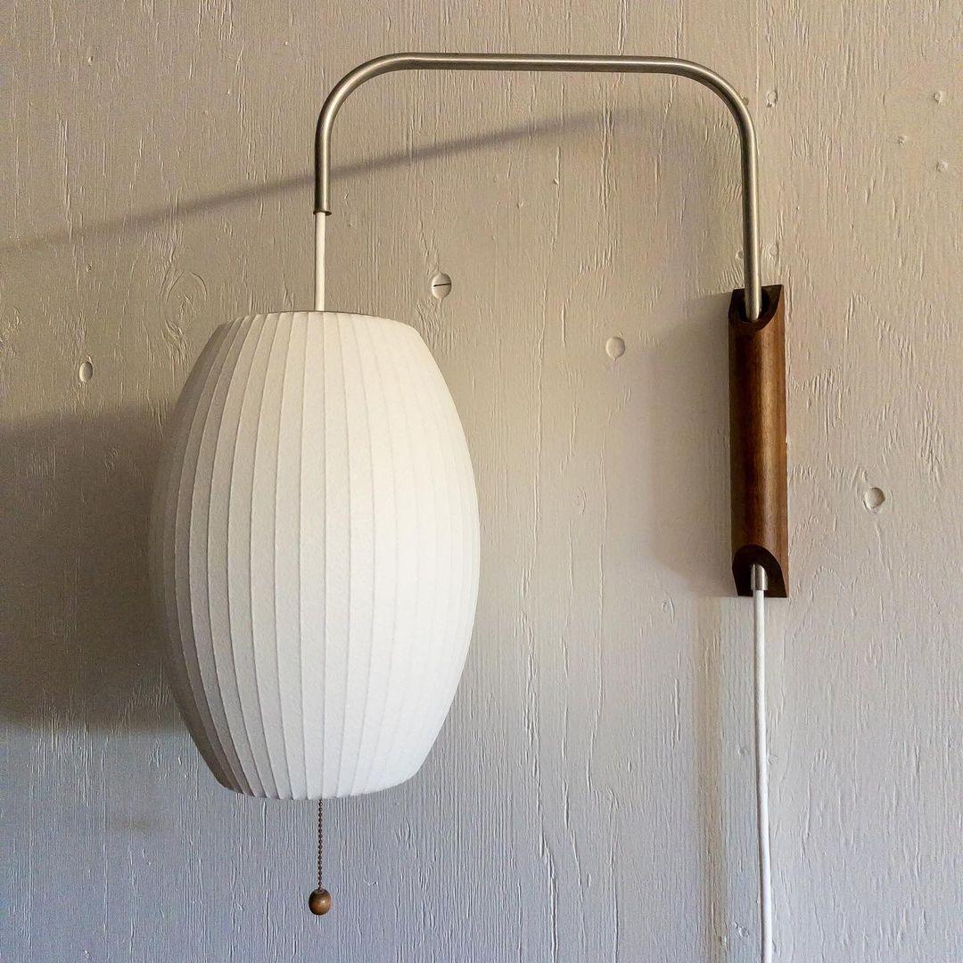 Nelson Wall Sconce | White Polymer & Walnut | Midcentury Design
