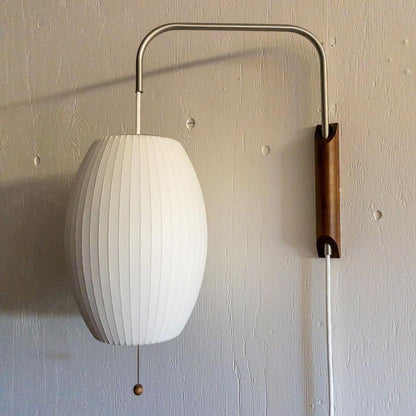 Nelson Wall Sconce | White Polymer & Walnut | Midcentury Design