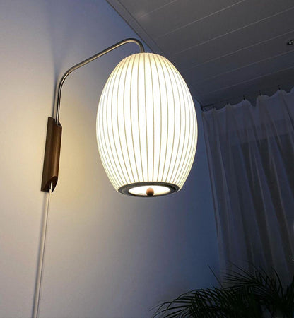 Nelson Wall Sconce | White Polymer & Walnut | Midcentury Design