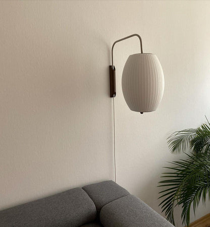 Nelson Wall Sconce | White Polymer & Walnut | Midcentury Design